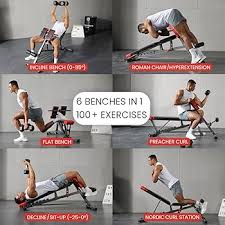 Multi-Functional FID Weight Bench for Full All-In-One Body Workout – Hyper Back Extension, Roman Chair, Adjustable Ab Sit up Bench, Incline Decline Bench, Flat Bench