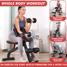 Multi-Functional FID Weight Bench for Full All-In-One Body Workout – Hyper Back Extension, Roman Chair, Adjustable Ab Sit up Bench, Incline Decline Bench, Flat Bench